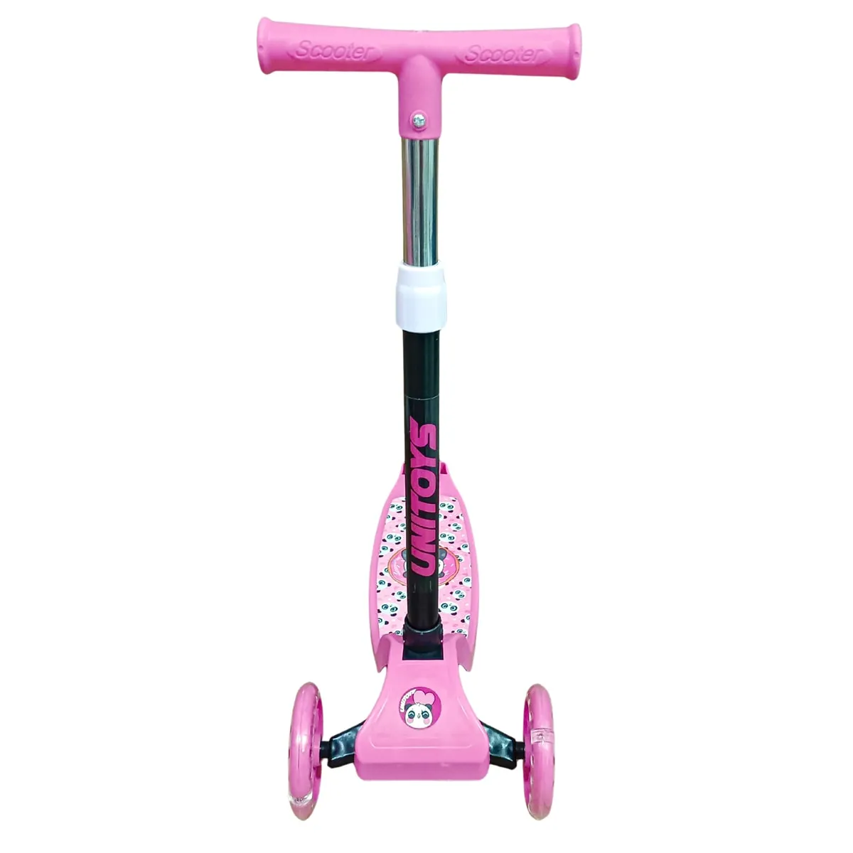 Patinete Mega 3 Rodas Panda com LED · Rosa